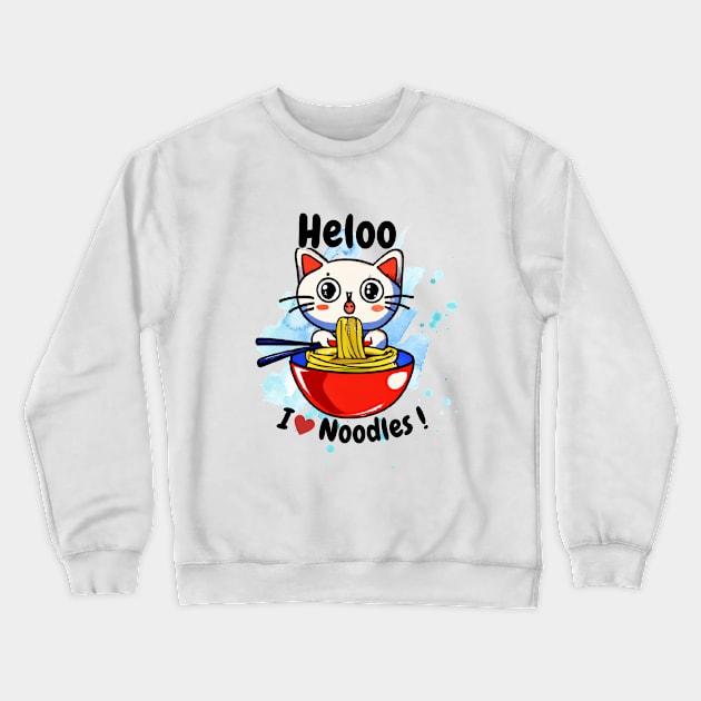 Cats and Noodles Crewneck Sweatshirt by Murmurshi